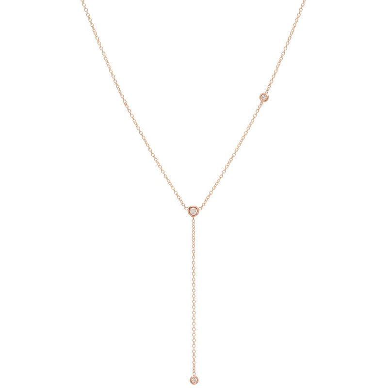 Zoe Chicco 14k Gold Off-Set Floating Diamonds Lariat Necklace