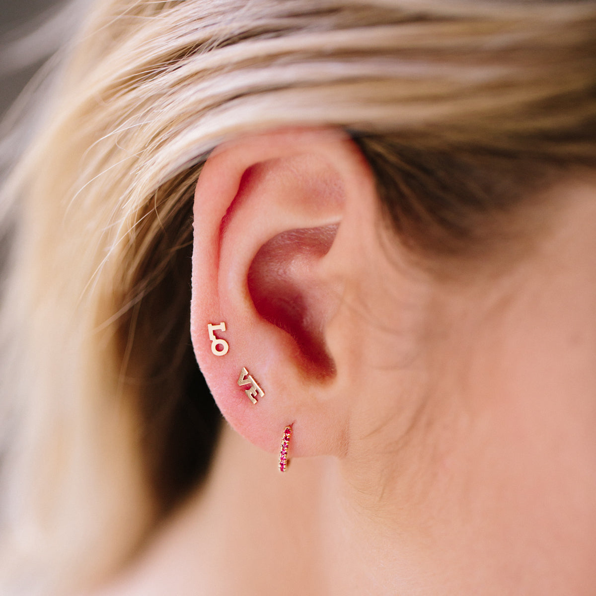 14k Itty Bitty Split LOVE Studs