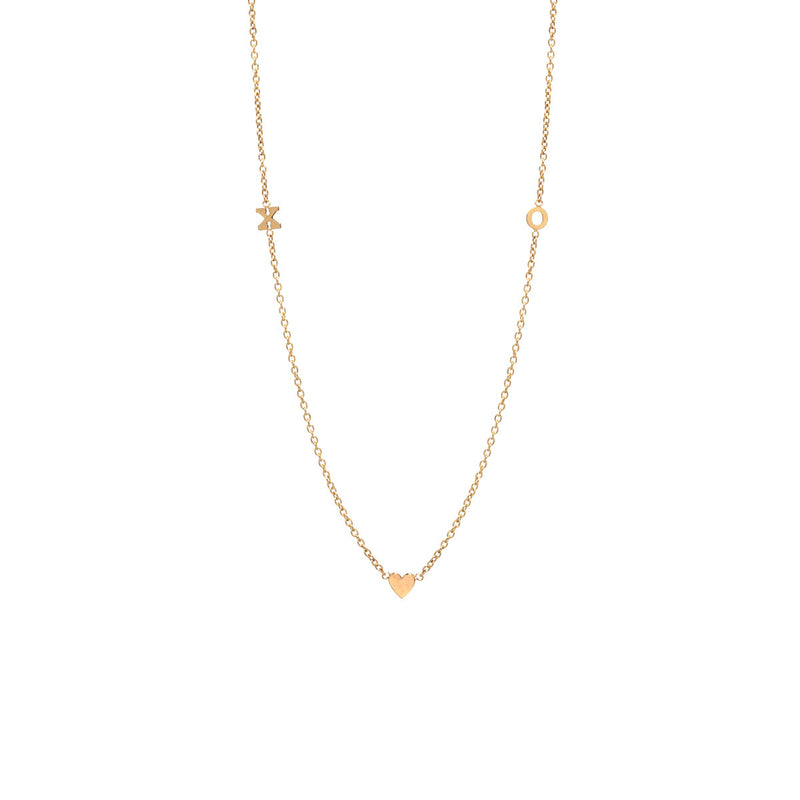 Zoë Chicco 14kt Yellow Gold Itty Bitty 2 Initial & Heart Necklace