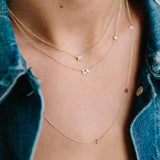 woman wearing Zoe Chicco 14kt Gold Midi Bitty Pavé Diamond Star Necklace