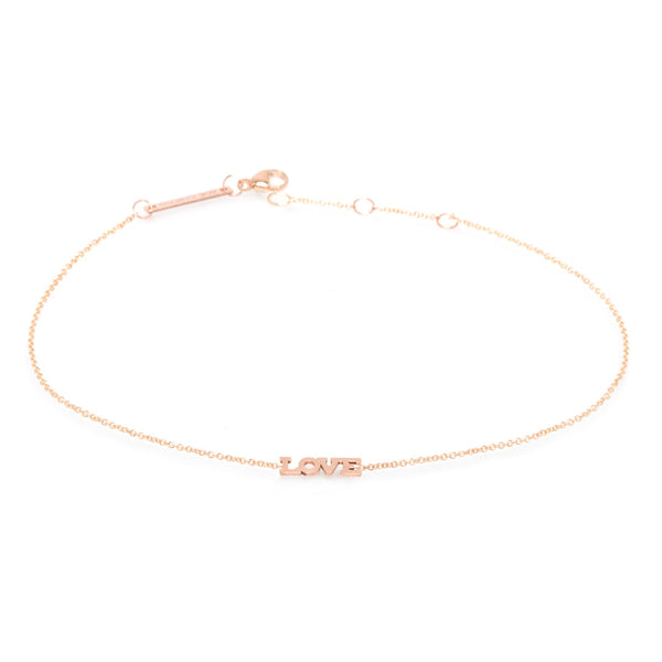 Zoë Chicco 14kt Rose Gold Itty Bitty LOVE Anklet