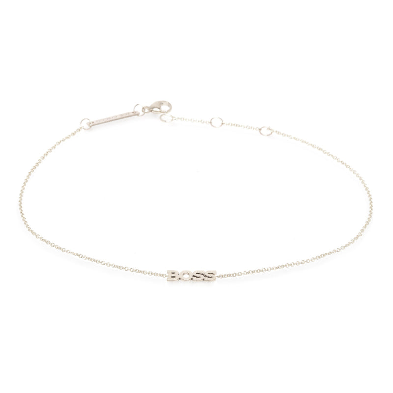 Zoë Chicco 14kt White Gold Itty Bitty BOSS Anklet