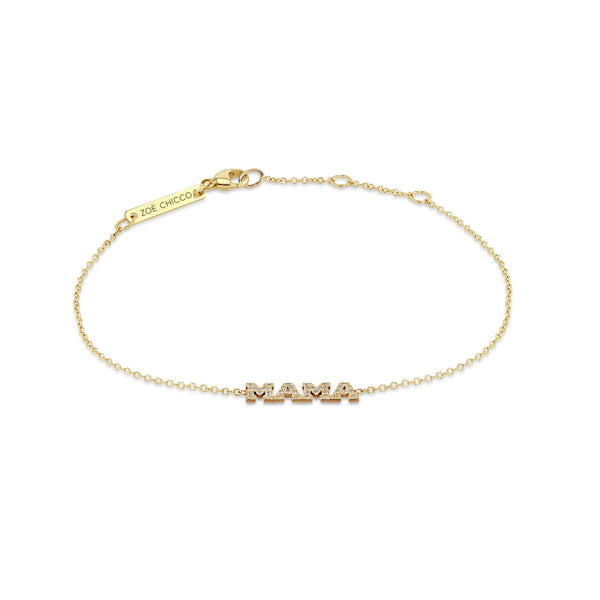 Zoë Chicco 14k Gold Itty Bitty Pavé Diamond MAMA Bracelet