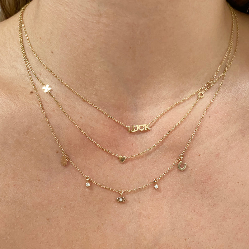 14k itty bitty LUCK necklace