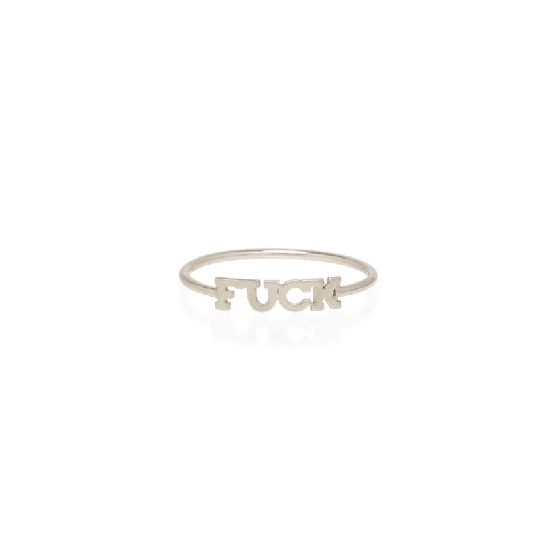 Zoë Chicco 14kt White Gold Itty Bitty FUCK Ring