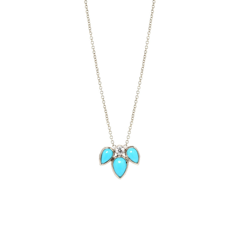 14k turquoise sunburst diamond necklace