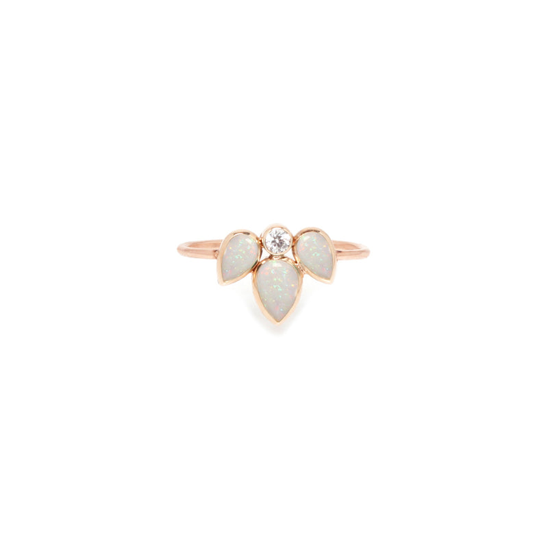Zoe Chicco 14kt Gold Opal & Diamond Sunburst Ring