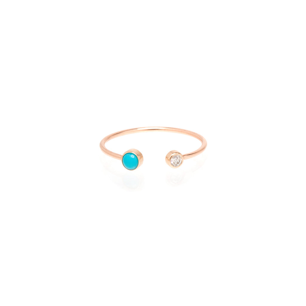 Zoë Chicco 14k Gold Turquoise & Diamond Bezel Open Ring – ZOË CHICCO