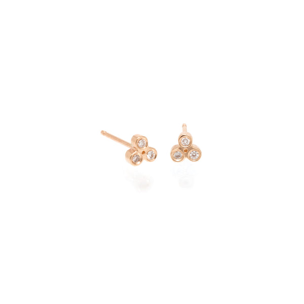 Zoe Chicco 14kt Rose Gold Tiny Trio Diamond Stud Earrings