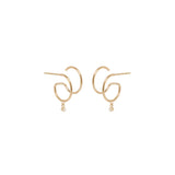 Zoë Chicco 14k Gold Dangling Diamond Thin Double Huggie Hoop Earrings