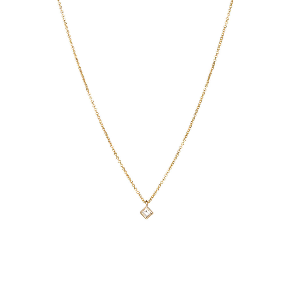 Zoe Chicco 14kt Gold Small Princess Diamond Pendant Necklace – ZOË CHICCO