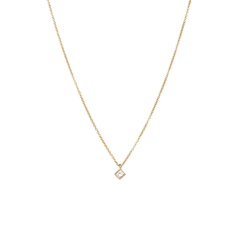 Zoe Chicco 14k Gold Small Princess Diamond Pendant Necklace