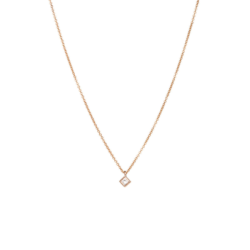 Zoe Chicco 14k Gold Small Princess Diamond Pendant Necklace – ZOË CHICCO