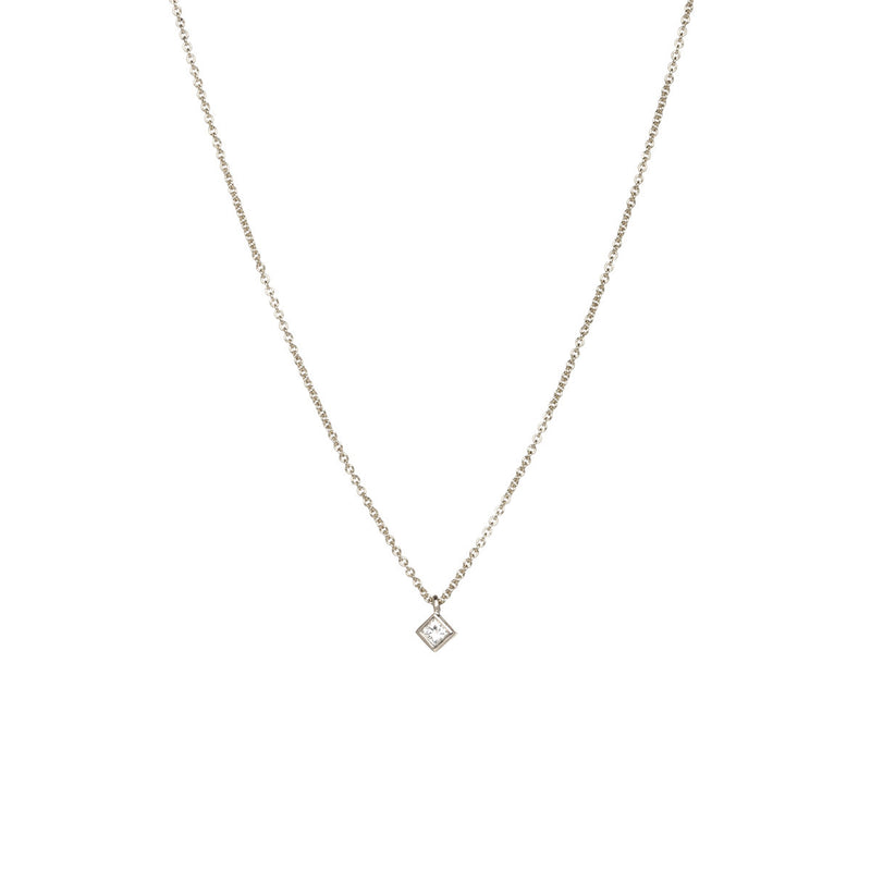 14k Small Princess Diamond Pendant Necklace