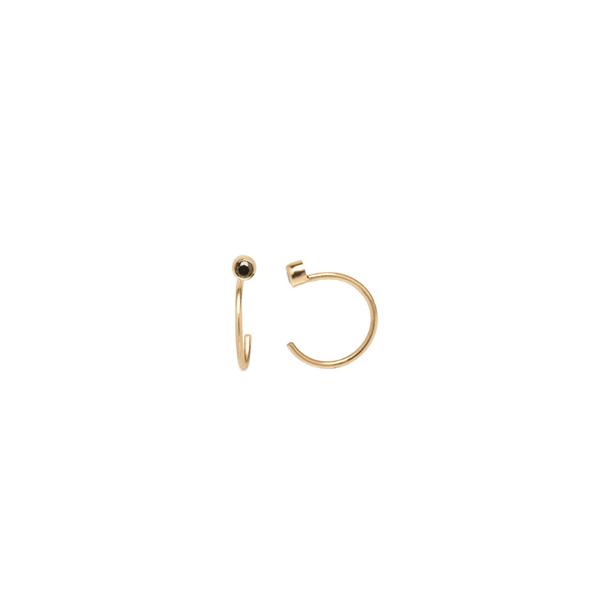 Zoë Chicco 14kt Yellow Gold Black Diamond Reverse Huggie Hoop Earrings