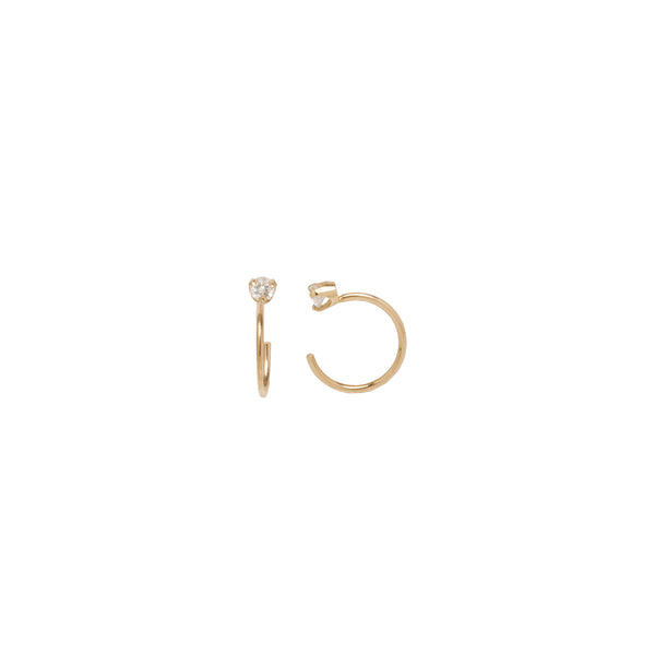 Zoë Chicco 14kt Yellow Gold White Diamond Prong Open Hoop Earrings