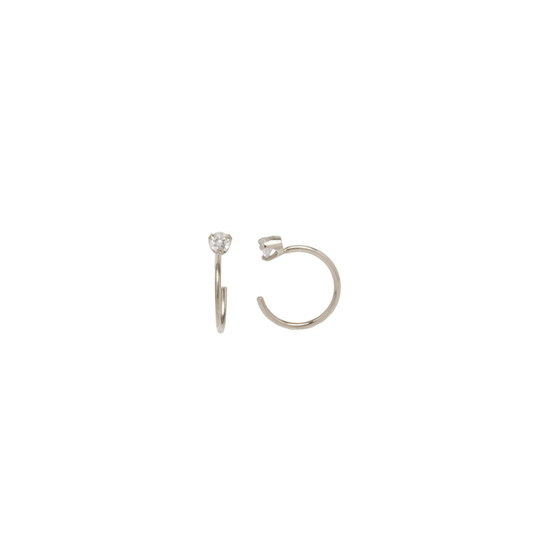 Zoë Chicco 14kt White Gold White Diamond Prong Open Hoop Earrings