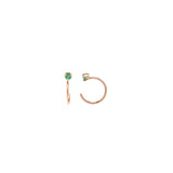 Zoë Chicco 14kt Rose Gold Prong Set Emerald Open Hoop Earrings