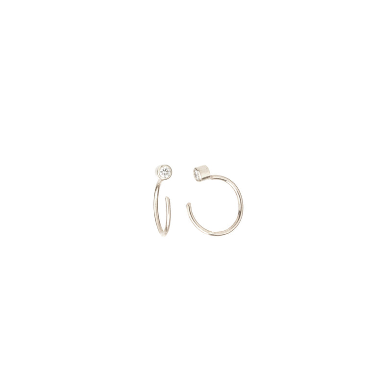 Zoë Chicco 14k Gold Diamond Bezel Reverse Huggie Hoop Earrings – ZOË CHICCO