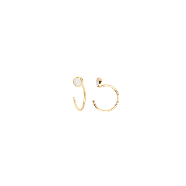 Zoë Chicco 14k Gold Opal Bezel Reverse Huggie Hoop Earrings