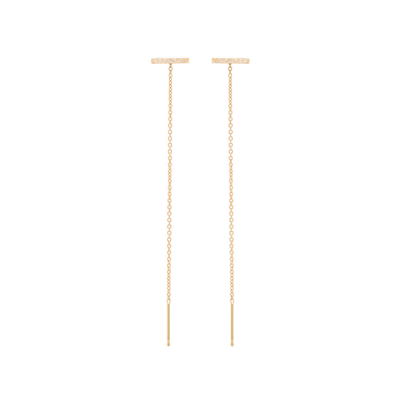 Zoe Chicco 14k Gold Thin Pave Bar Stud Threader Earrings