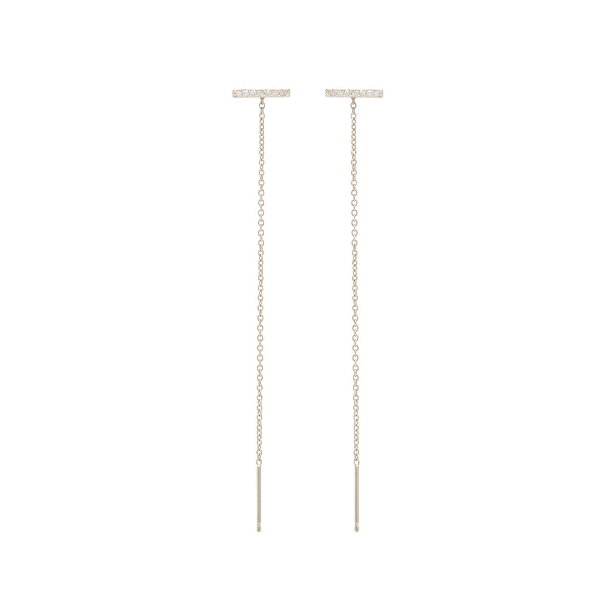 Zoe Chicco 14k Gold Thin Pave Bar Stud Threader Earrings
