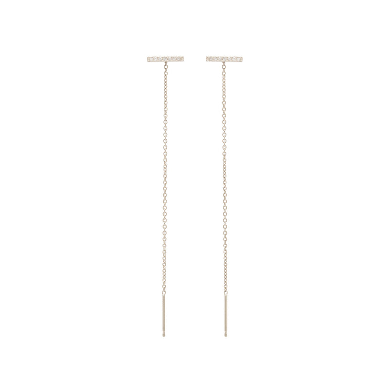 Zoe Chicco 14k Gold Thin Pave Bar Stud Threader Earrings