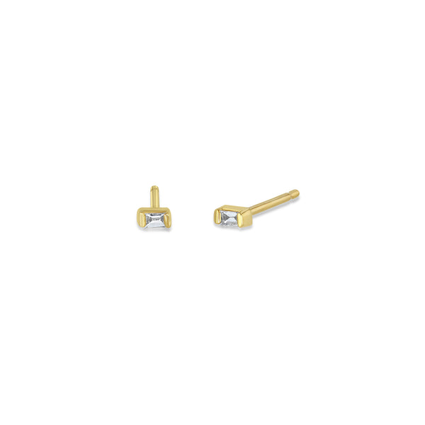 Zoë Chicco 14k Gold Extra Small Baguette Diamond Stud Earrings