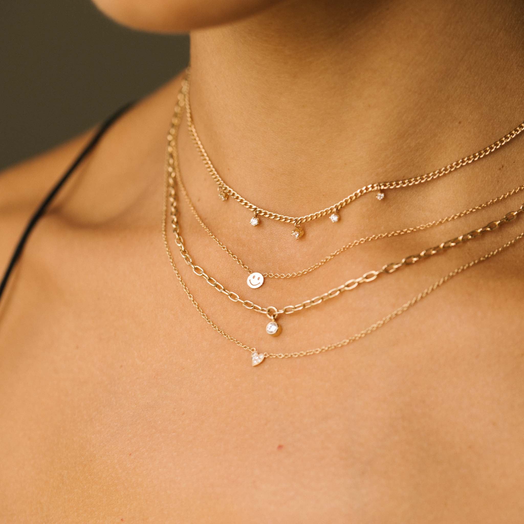 14k Itty Bitty Pavé Diamond Heart Necklace