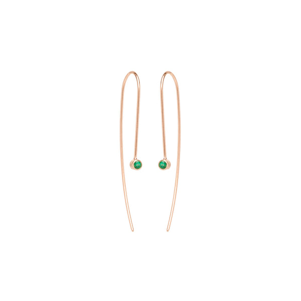 Zoë Chicco 14kt Rose Gold Emerald Wire Earrings