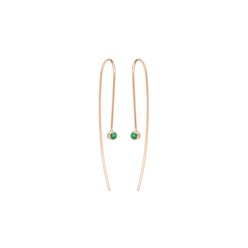 Zoë Chicco 14kt Rose Gold Emerald Wire Earrings