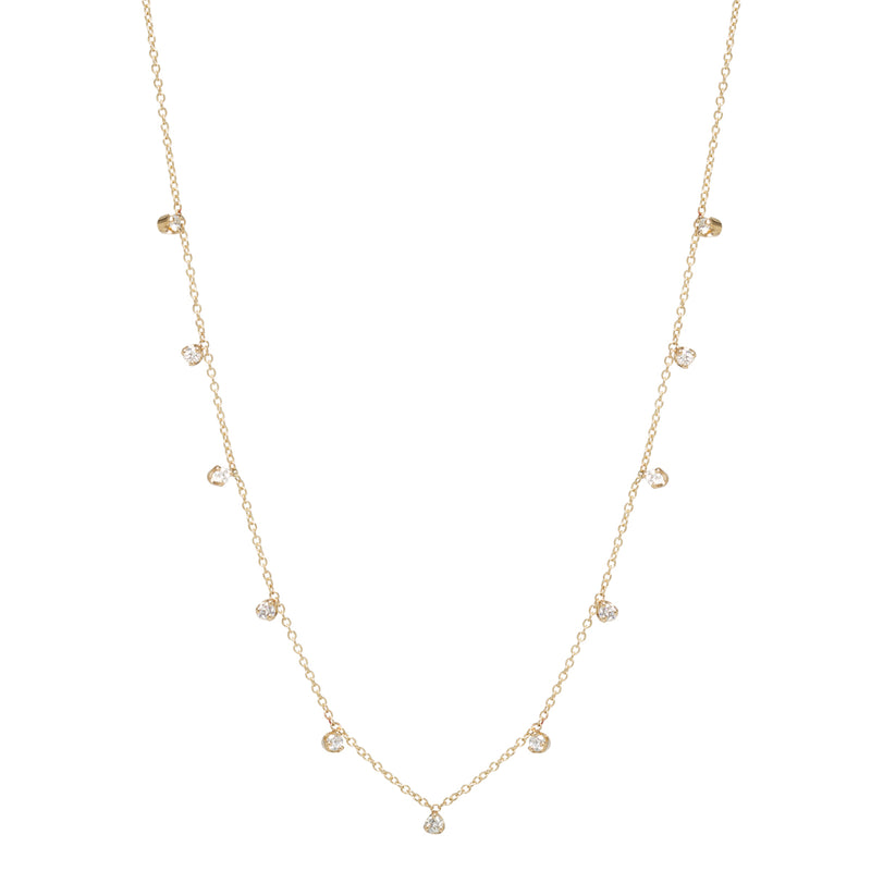 Zoe Chicco 14kt Gold 11 Prong Diamond Station Necklace