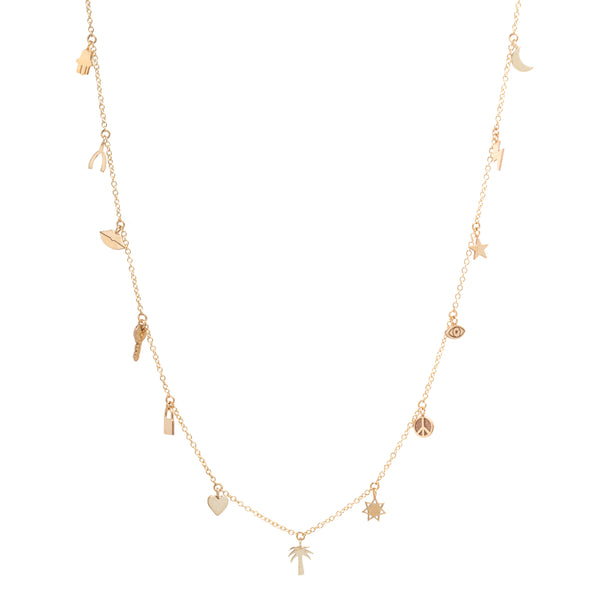 14k 13 Itty Bitty Charms Necklace - SALE