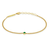 Zoë Chicco 14k Gold Emerald Bezel XS Curb Chain Bracelet