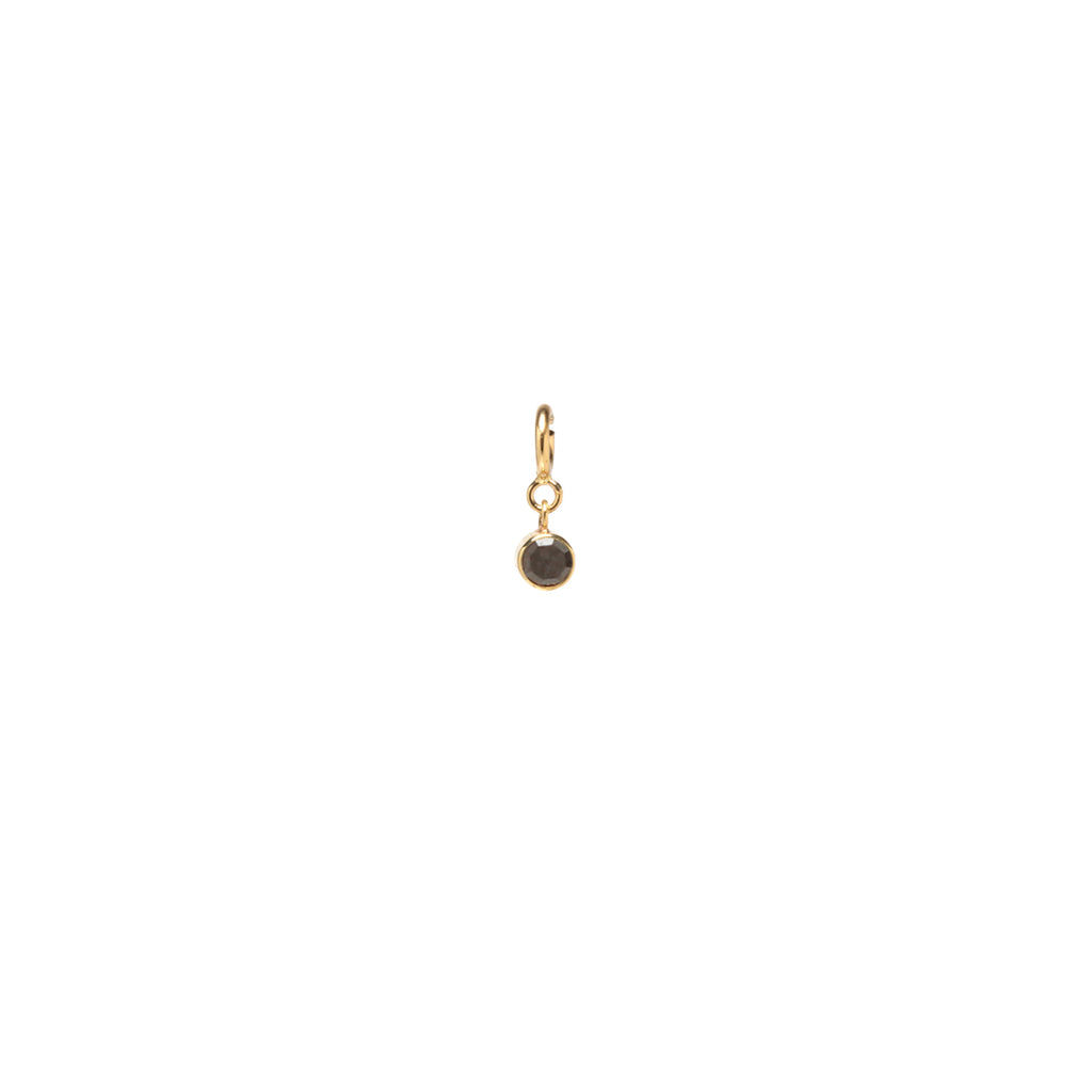 14k black diamond charm pendant with spring ring