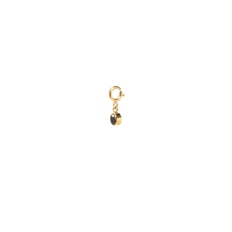 Zoë Chicco 14kt Gold Round Black Diamond Charm Pendant with Spring Ring side profile
