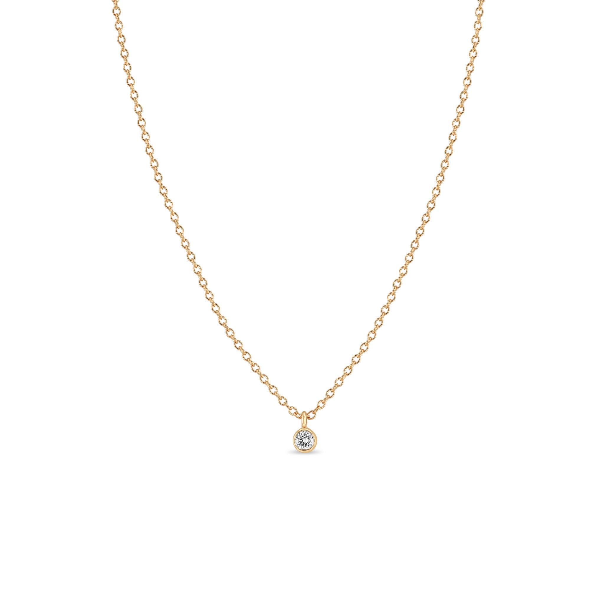 14k Single Diamond Bezel Pendant Necklace
