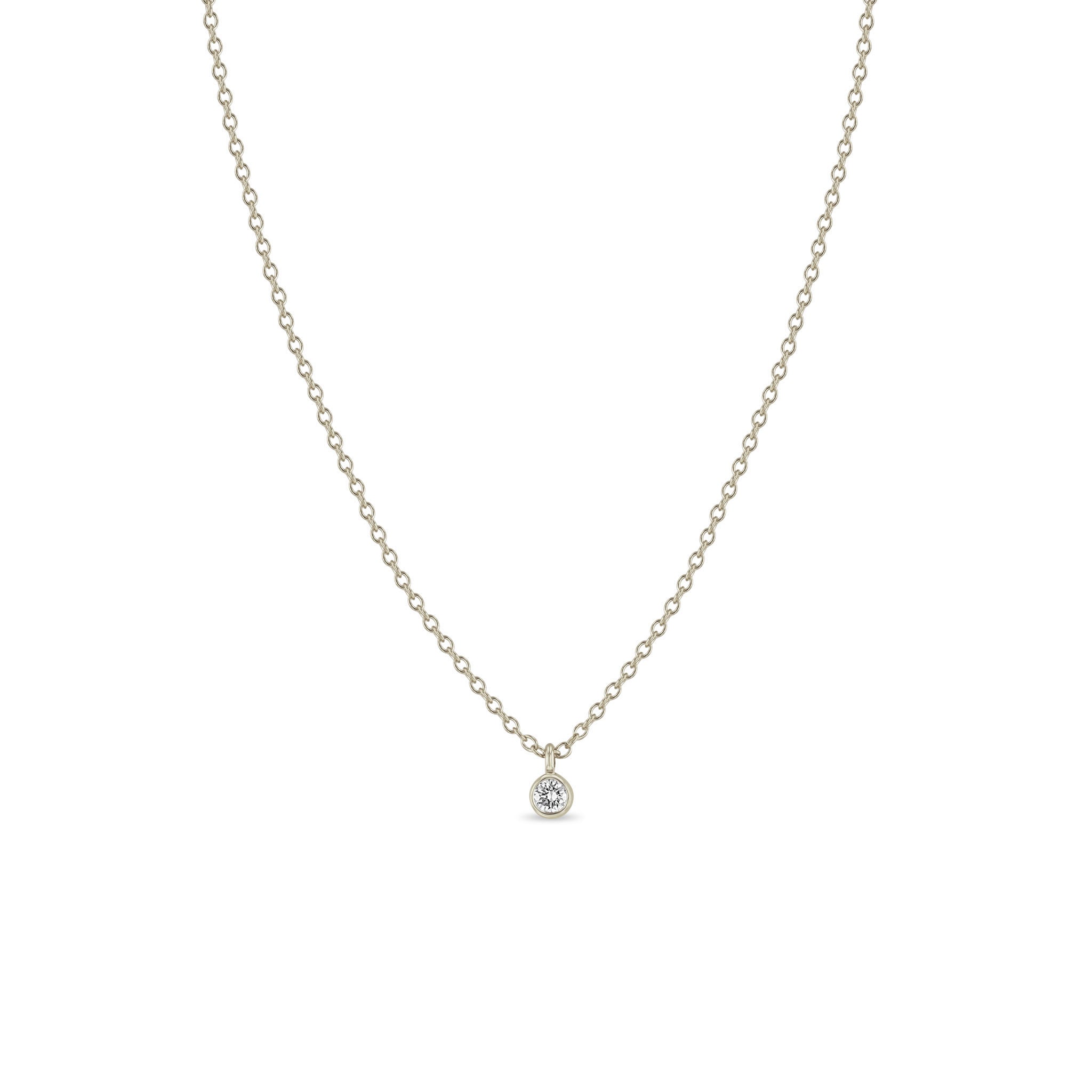 14k Single Diamond Bezel Pendant Necklace