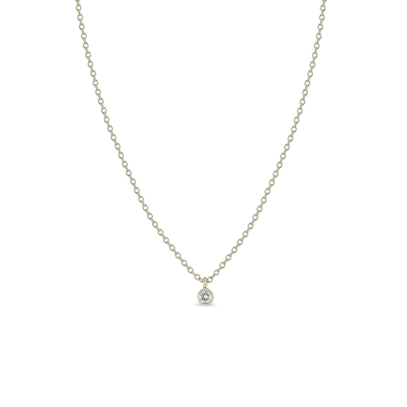 14k Single Diamond Bezel Pendant Necklace