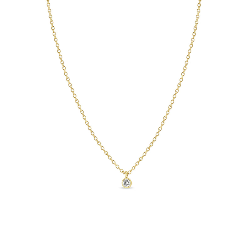 Zoë Chicco 14k Gold Single Diamond Bezel Pendant Necklace