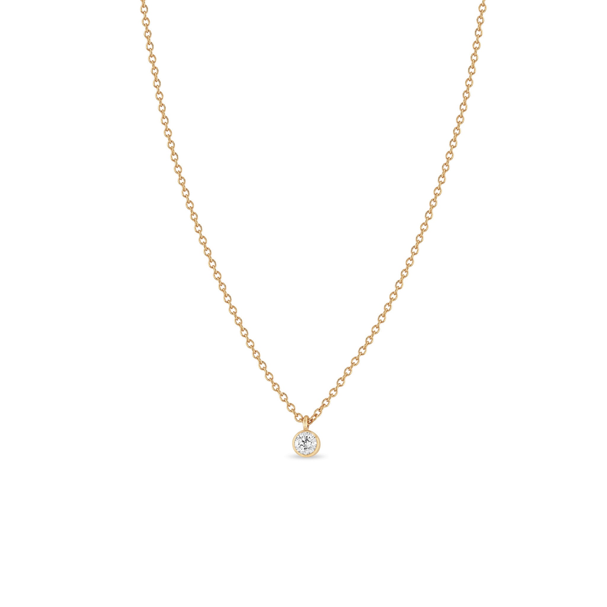 14k Single Diamond Bezel Pendant Necklace