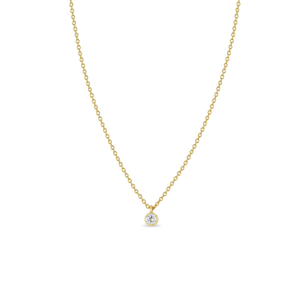 Zoë Chicco 14k Gold Single 3mm Diamond Bezel Pendant Necklace