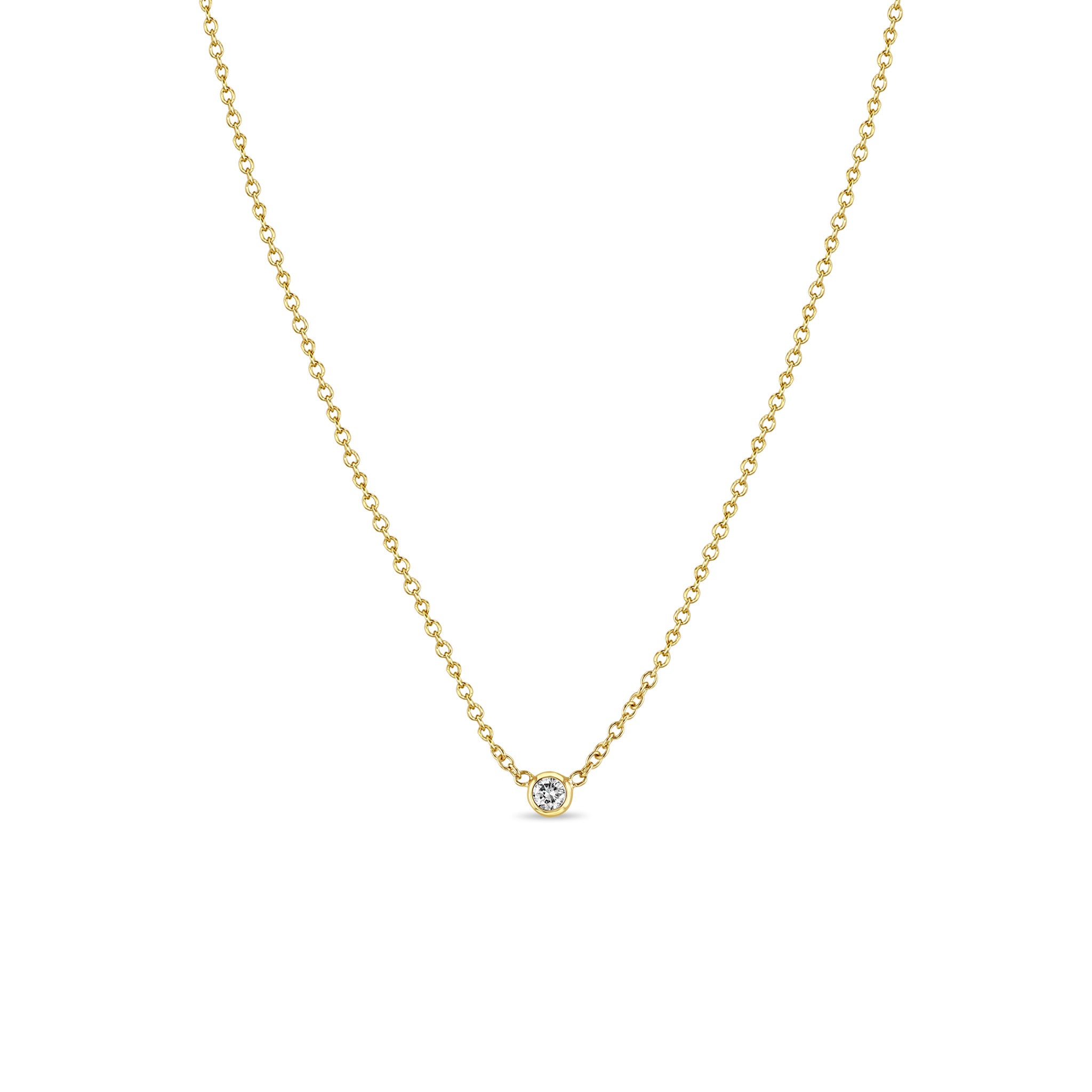 Zoë Chicco 14k Yellow Gold Classic Round Diamond Bezel Necklace