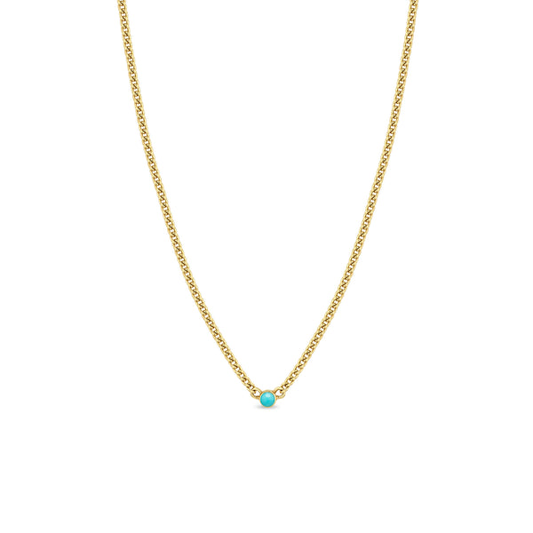 Zoë Chicco 14k Gold Turquoise Bezel Extra Small Curb Chain Necklace