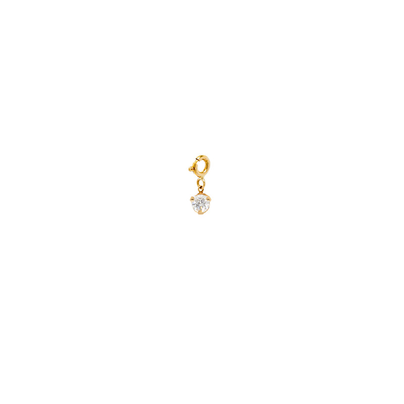 Zoë Chicco 14kt Gold Round White Prong Diamond Charm Pendant with Spring Ring