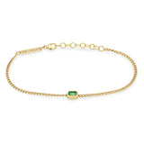 Zoë Chicco 14k Gold Emerald Cut Emerald XS Curb Chain Bracelet
