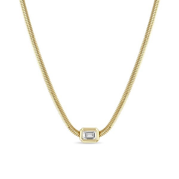Zoë Chicco 14k Gold Large Emerald Cut Diamond Snake Chain Necklace