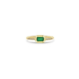 Zoë Chicco 14k Yellow Gold Emerald Cut Emerald Bezel Pavé Diamond Band Ring