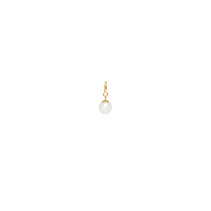 Zoë Chicco 14k Gold Freshwater Pearl Charm Pendant | June Birthstone with Spring Ring