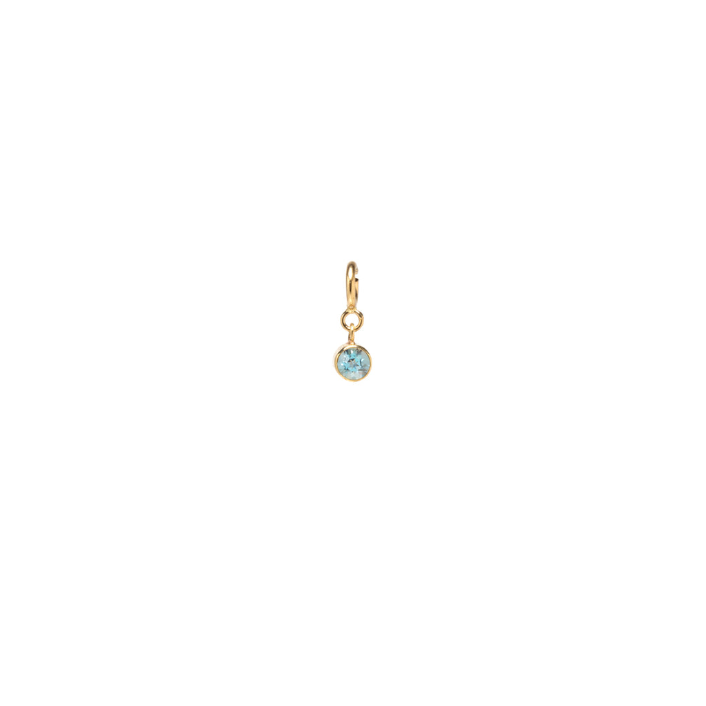 14k aquamarine charm pendant with spring ring
